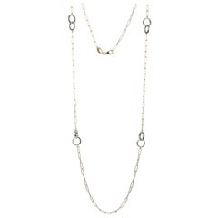 Sterling Silver Necklace Paperclip Chain (3mm) Double Circle, Yellow Gold Finish