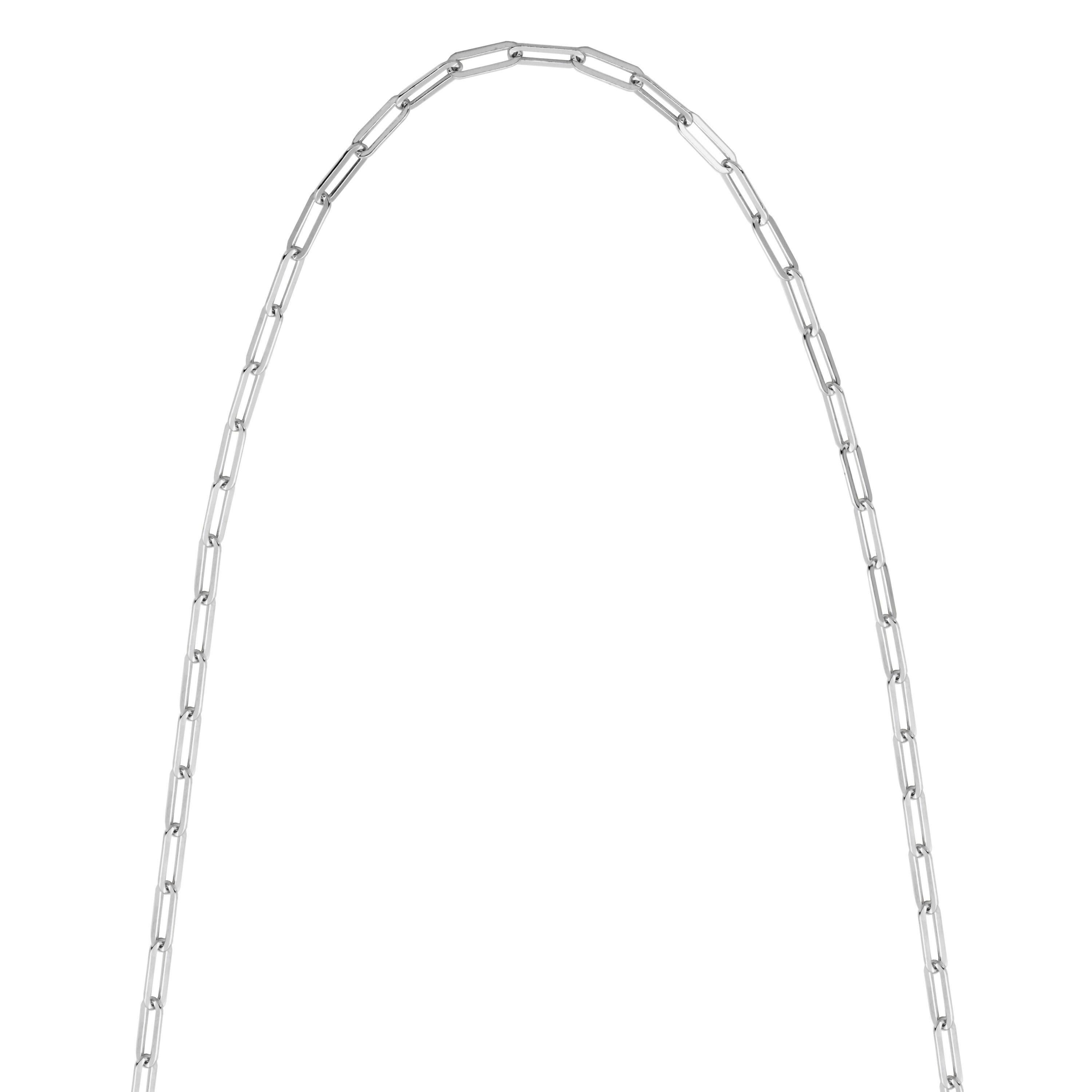 Modern Sterling Silver Necklace Paperclip Chain (3mm), Rhodium Finish For Sale