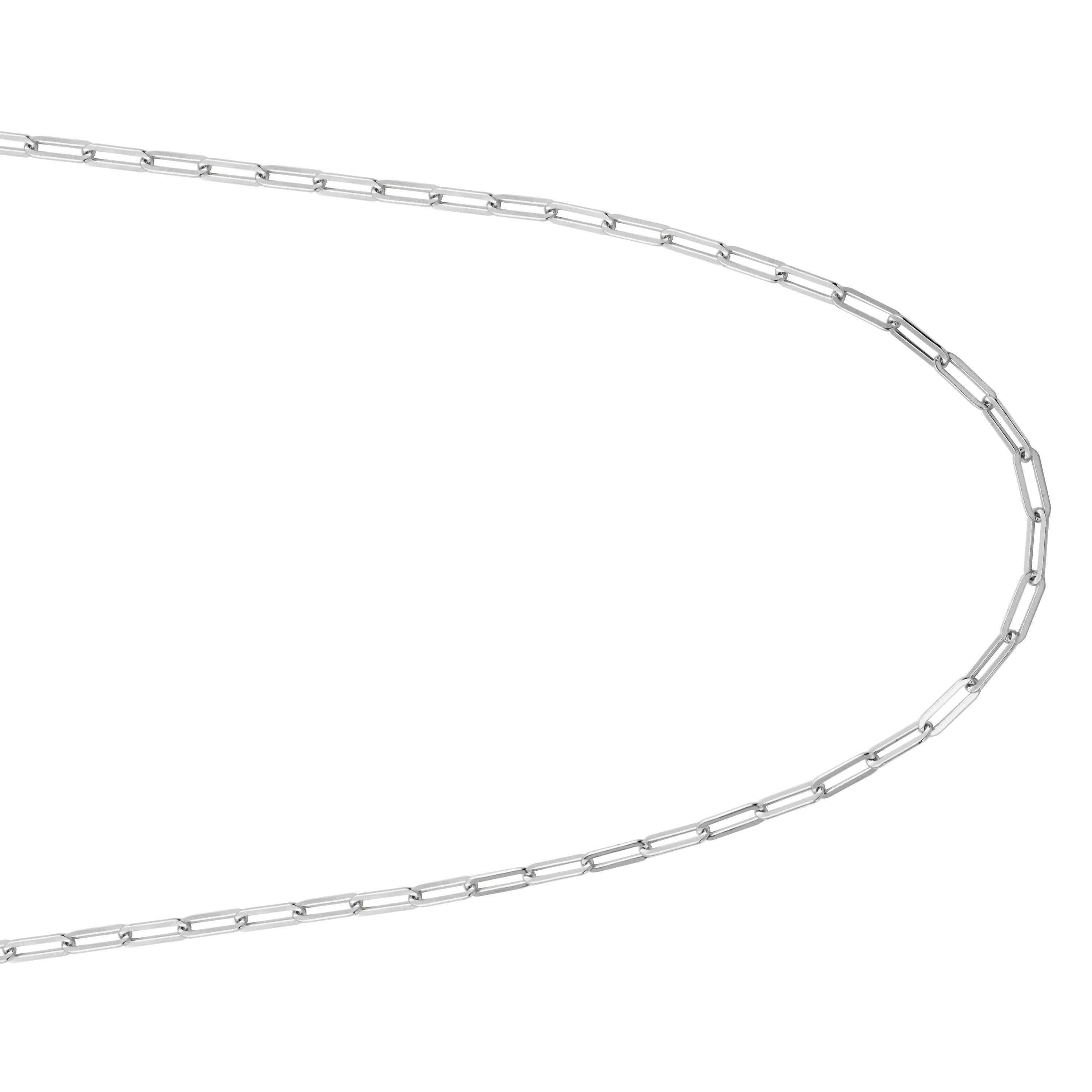 Sterling Silver Necklace Paperclip Chain (3mm), Rhodium Finish In New Condition For Sale In Dallas, TX