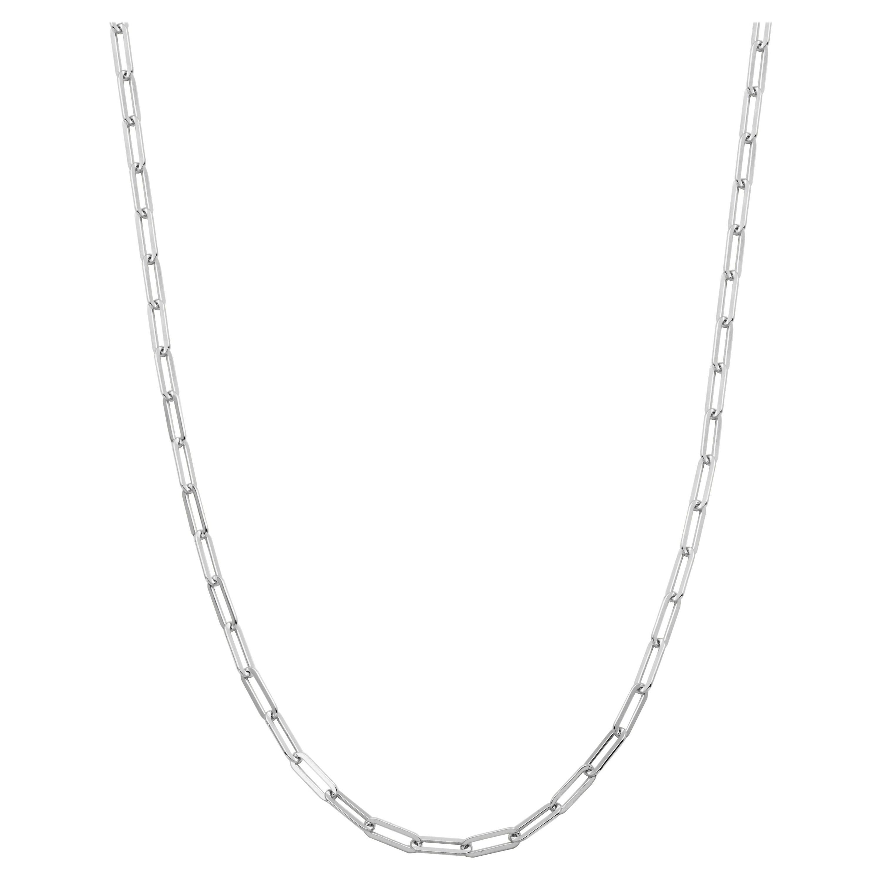 Sterling Silver Necklace Paperclip Chain (3mm), Rhodium Finish For Sale