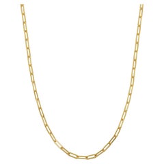 Sterling Silver Necklace Paperclip Chain (3mm). Yellow Gold Finish