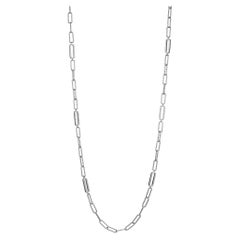Sterling Silver Necklace Paperclip Chain (5mm) CZ Links, Rhodium Finish
