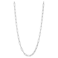 Sterling Silver Necklace Paperclip Chain (5mm), Rhodium Finish