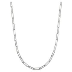 Sterling Silver Necklace Paperclip Chain (5mm), Rhodium Finish