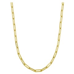 Sterling Silver Necklace Paperclip Chain (5mm). Yellow Gold Finish