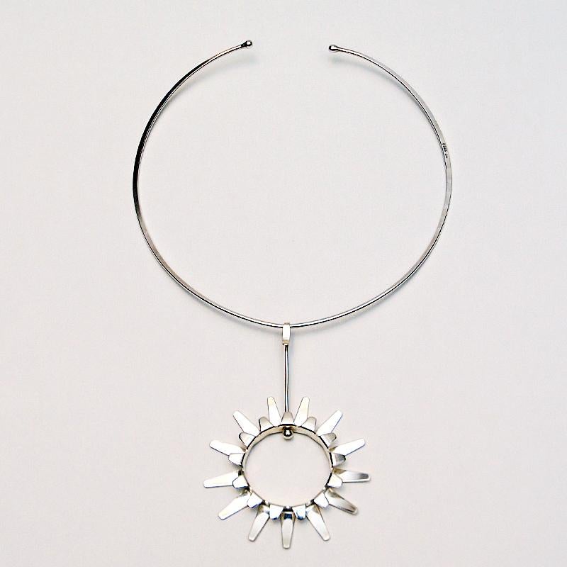 De las mujeres Collar de plata de ley Sunburst By Tone Vigeland for Plus, Noruega Años 60 en venta
