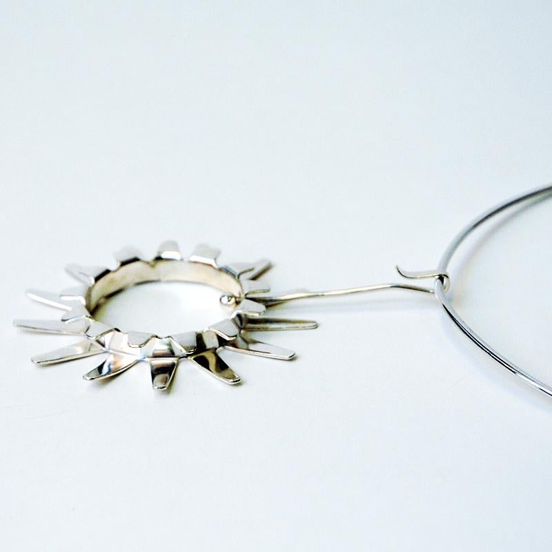 Mid-20th Century Sterling Silver Necklace Sunburst by Tone Vigeland for Plus, Norway, 1960s For Sale
