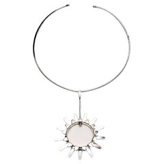 Sterling Silver Necklace Sunburst by Tone Vigeland for Plus, Norway, 1960s