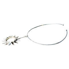 Sterling Silver Necklace Sunburst by Tone Vigeland for Plus, Norway, 1960s