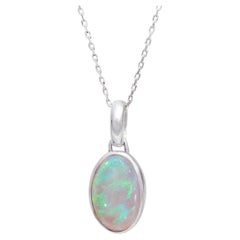 Sterling Silver Necklace with 4.90 Carat Natural Solid Australian Opal
