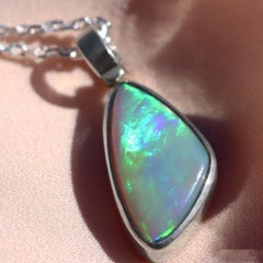 Sterlingsilber-Halskette mit 5,74 Karat natürlichem massivem australischem Opal aus Sterlingsilber