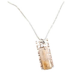 Sterling Silver Necklace with Rutilated Quartz Pendant
