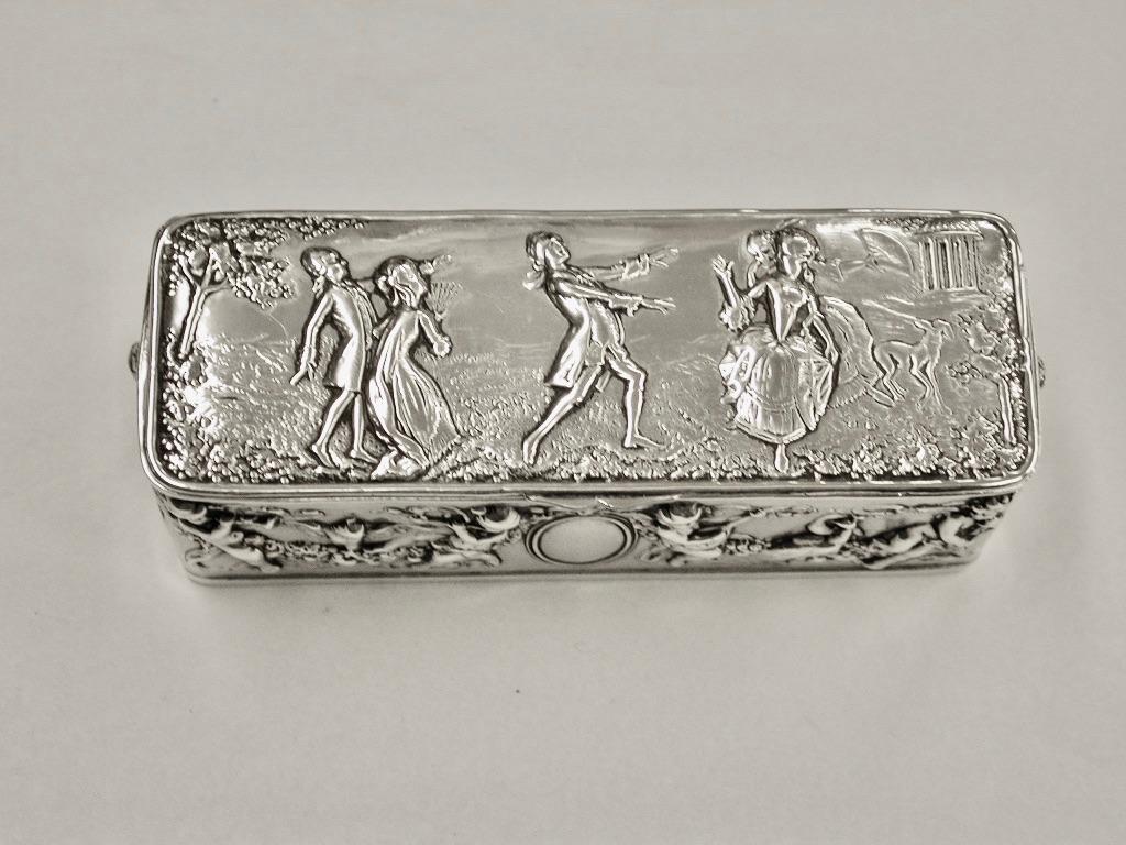 Edwardian Sterling Silver Oblong Trinket Box Dated 1903 Berthold Muller Chester Assay