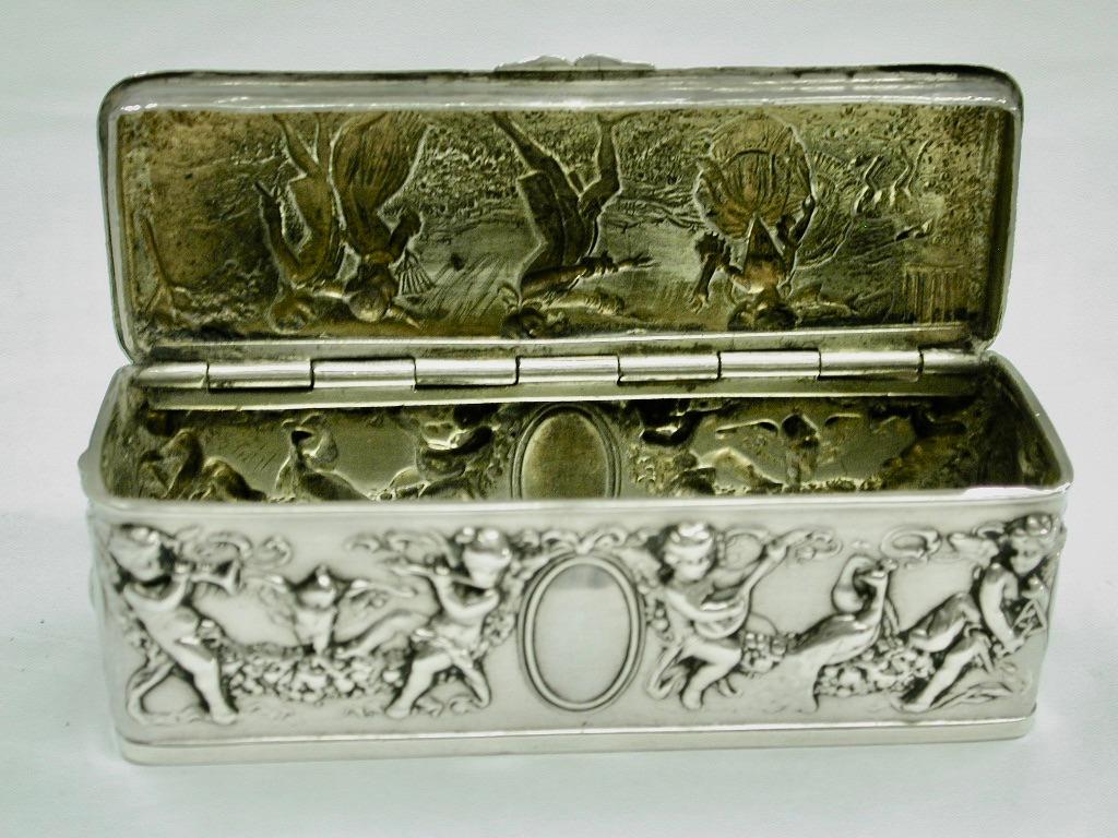Early 20th Century Sterling Silver Oblong Trinket Box Dated 1903 Berthold Muller Chester Assay