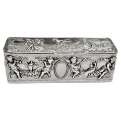 Boîte à bijoux oblongue en argent sterling datée de 1903 Évaluation de châssis Berthold Muller