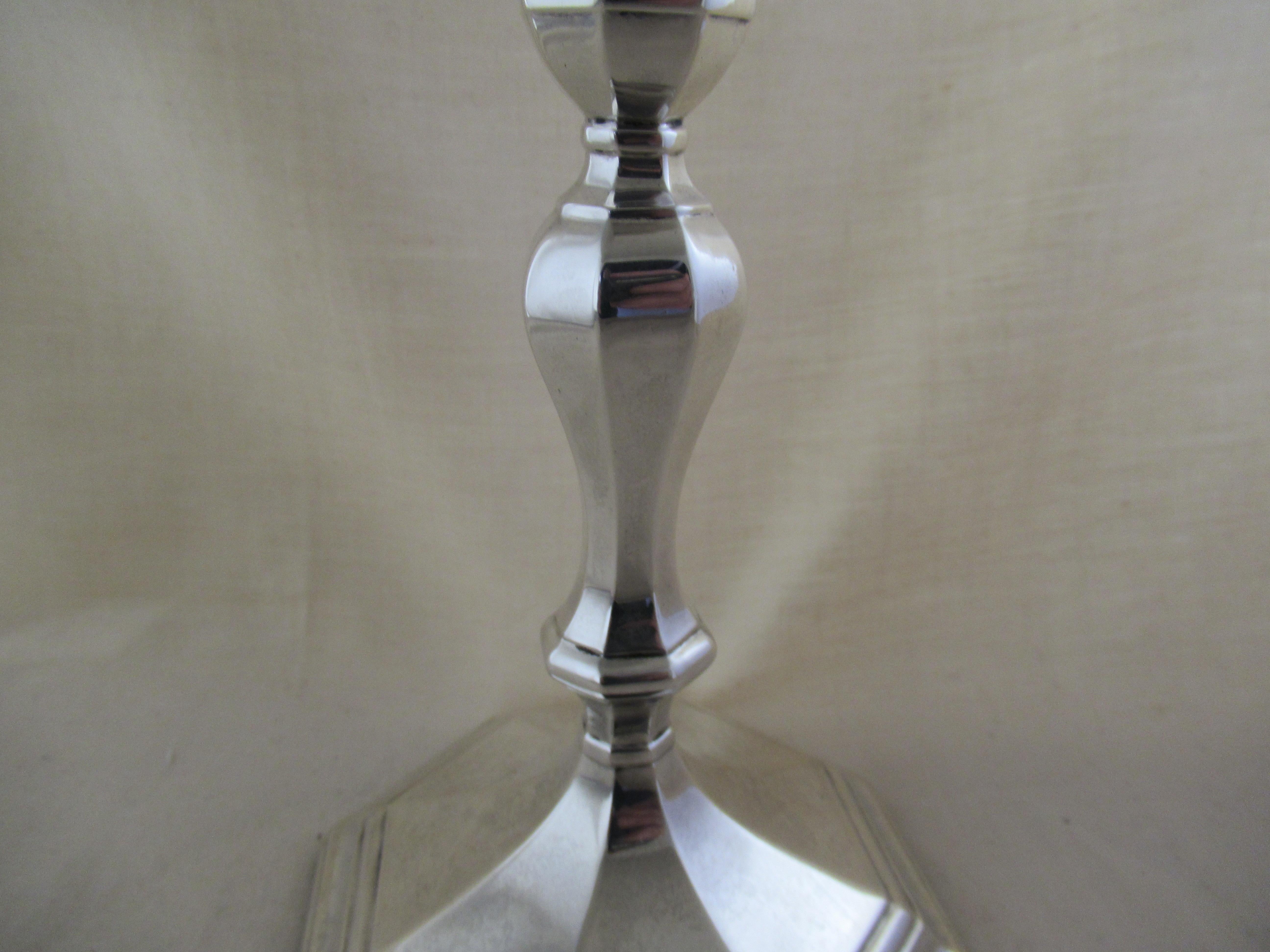 Sterling Silver Octagonal Antique Table Candlestick Hallmarked, Sheffield, 1917 For Sale 1