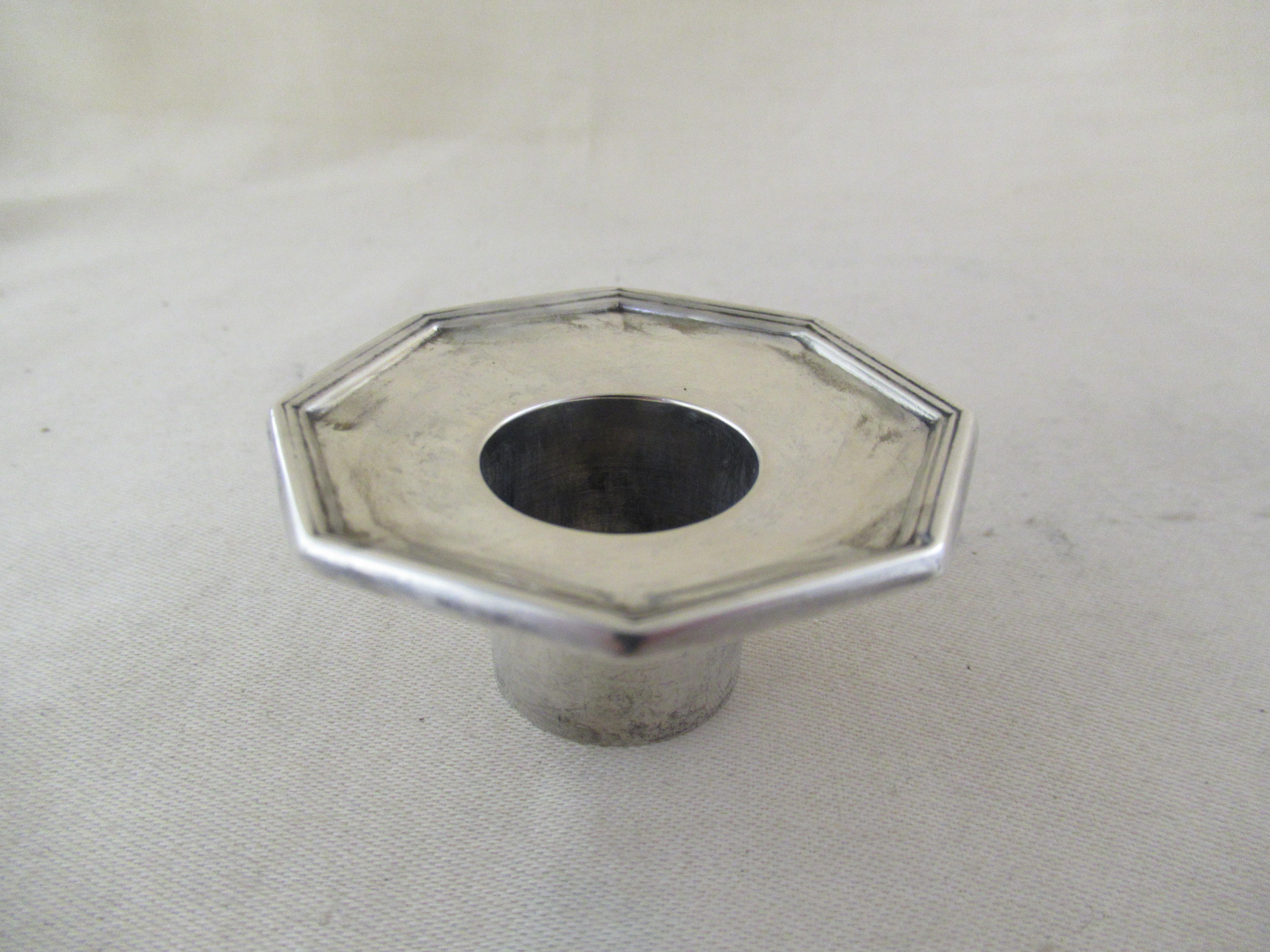 Sterling Silver Octagonal Antique Table Candlestick Hallmarked, Sheffield, 1917 For Sale 4