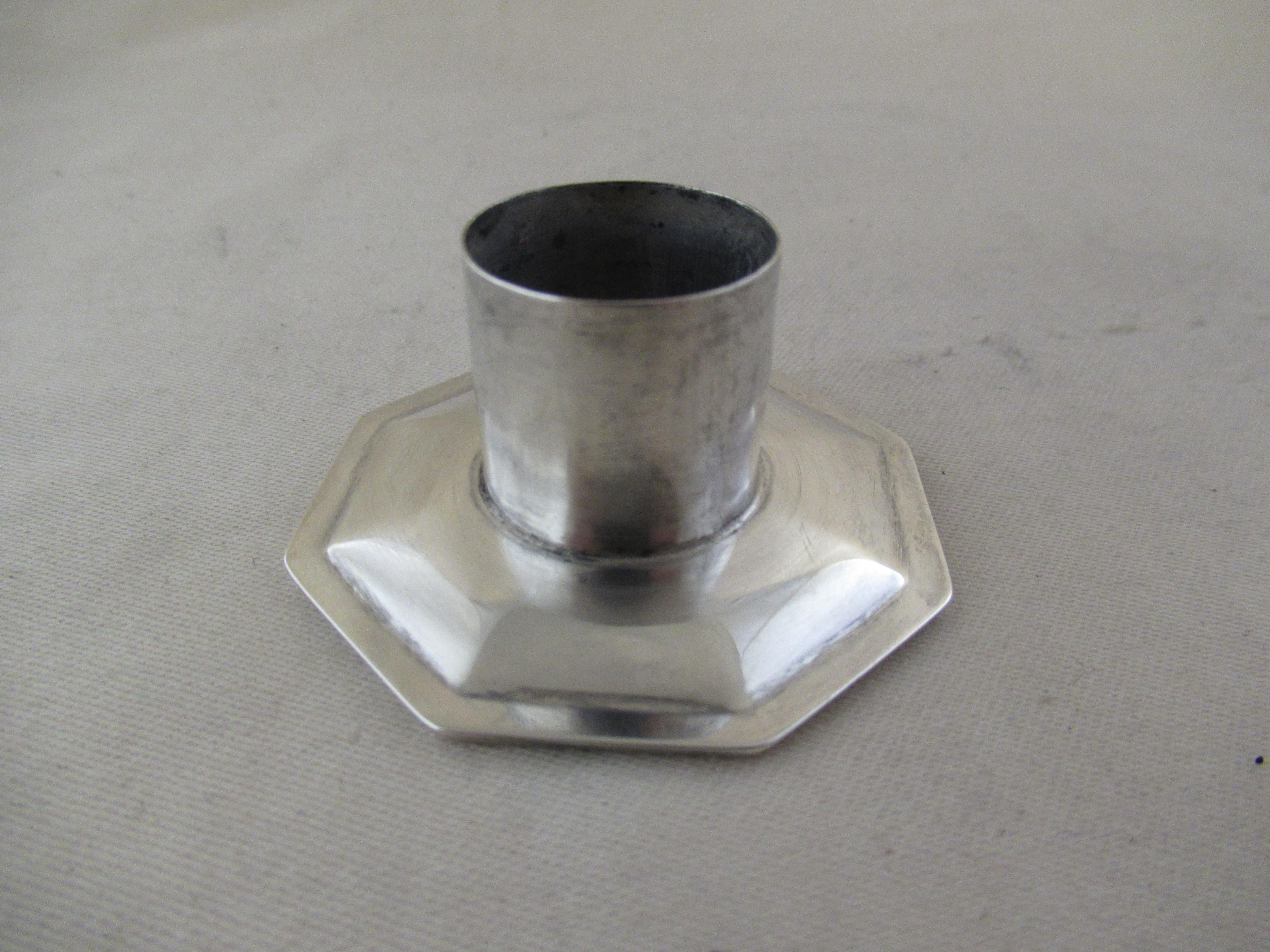 Sterling Silver Octagonal Antique Table Candlestick Hallmarked, Sheffield, 1917 For Sale 5