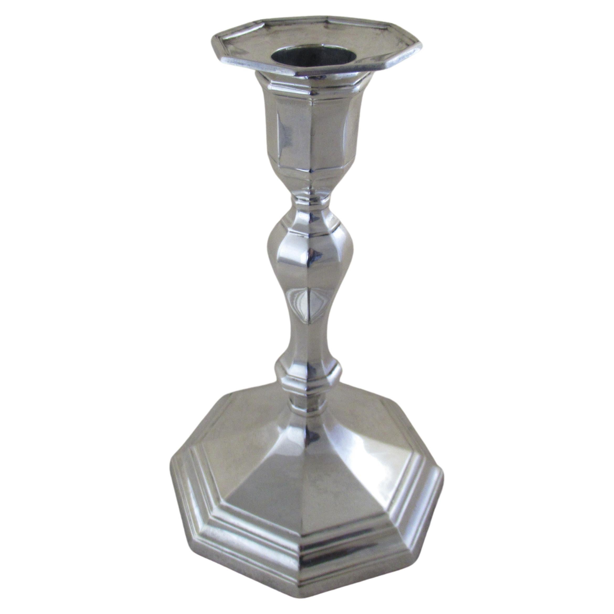 Sterling Silver Octagonal Antique Table Candlestick Hallmarked, Sheffield, 1917