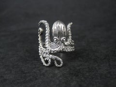 Sterling Silver Octopus Ring, Detailed 3D Design, Size 8, New