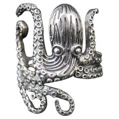 Sterling Silver Octopus Ring, Detailed 3D Design, Size 8, New