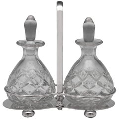 Glass & Sterling Silver Oil and Vinegar Set from 1959 by C. S. Green & Co. 