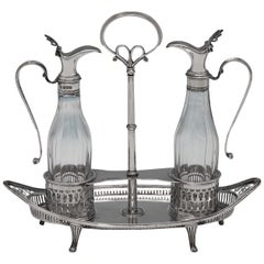 Neoclassical Revival Antique Victorian Sterling Silver Oil And Vinegar Set