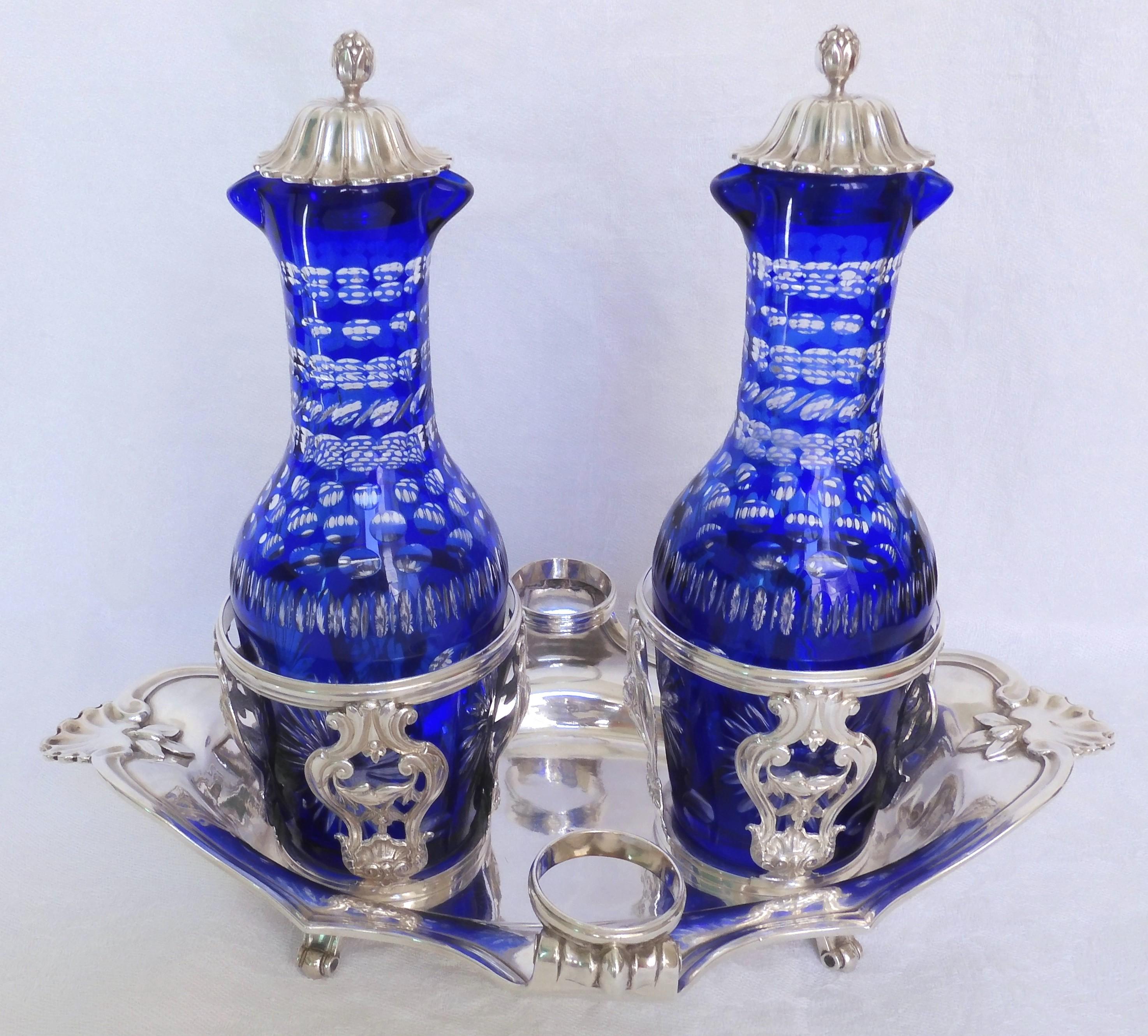 French Sterling Silver Oil and Vinegar Set, Louis XVI Period, France Paris 18th Century