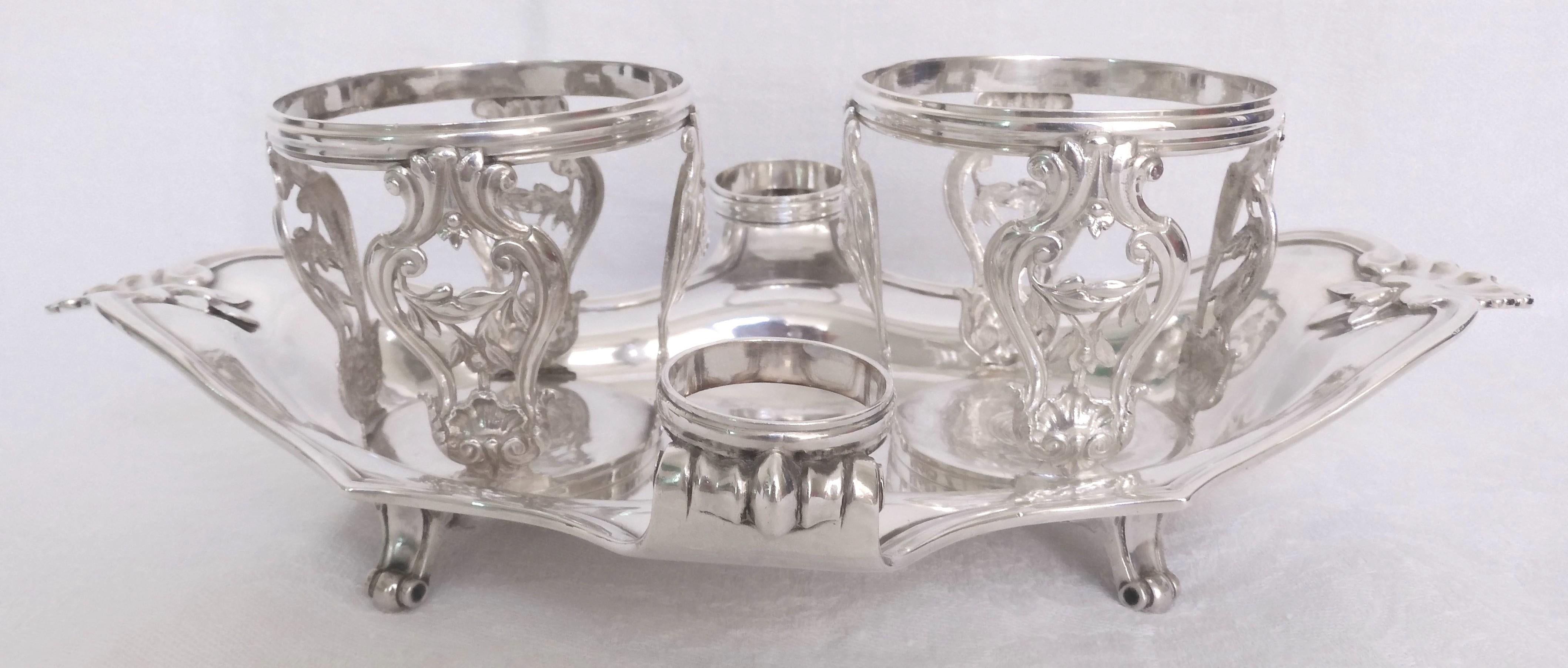 Late 18th Century Sterling Silver Oil and Vinegar Set, Louis XVI Period, France Paris 18th Century