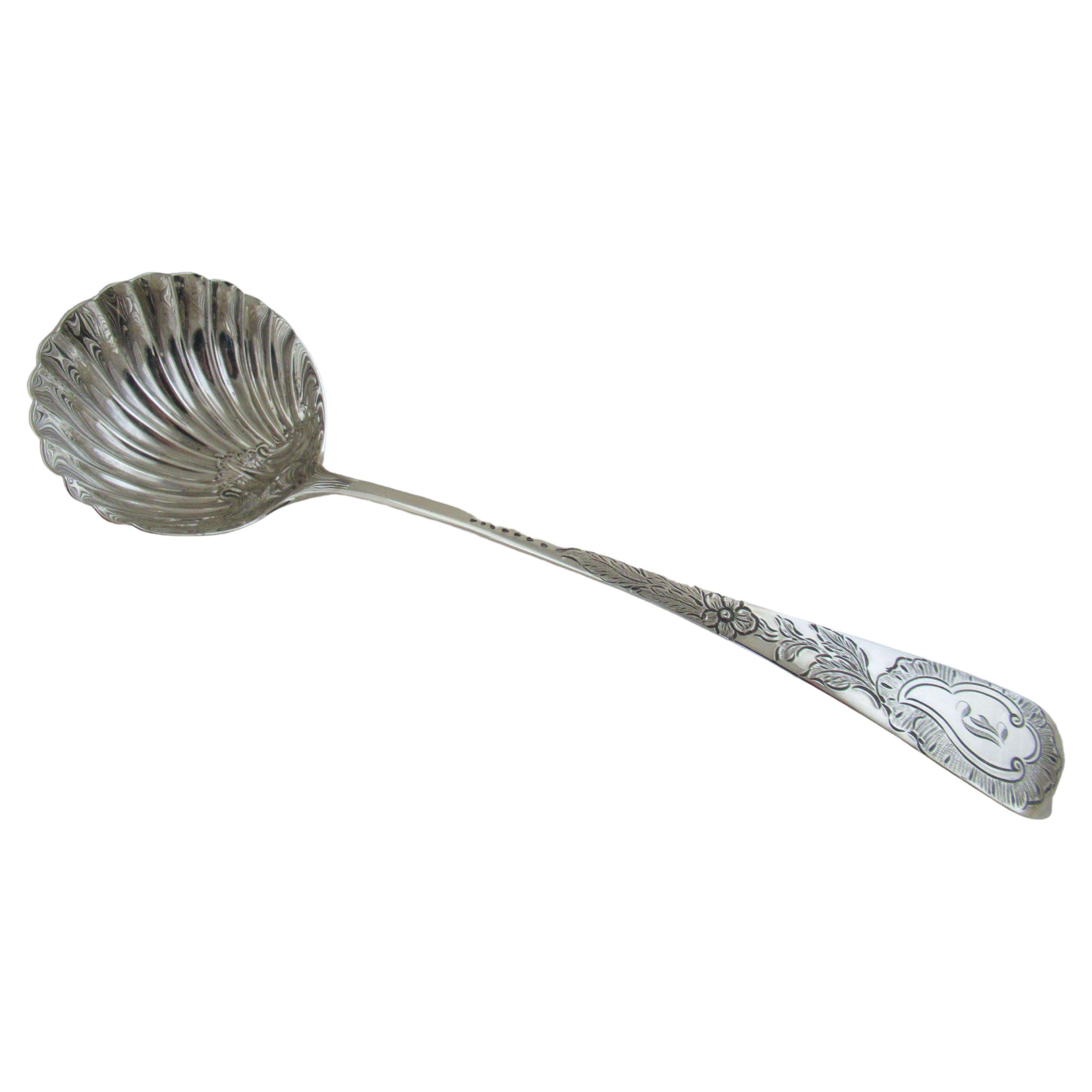 Sterling Silver, Old English & Shell, Soup Ladle, Irish Maker, London, 1903 For Sale