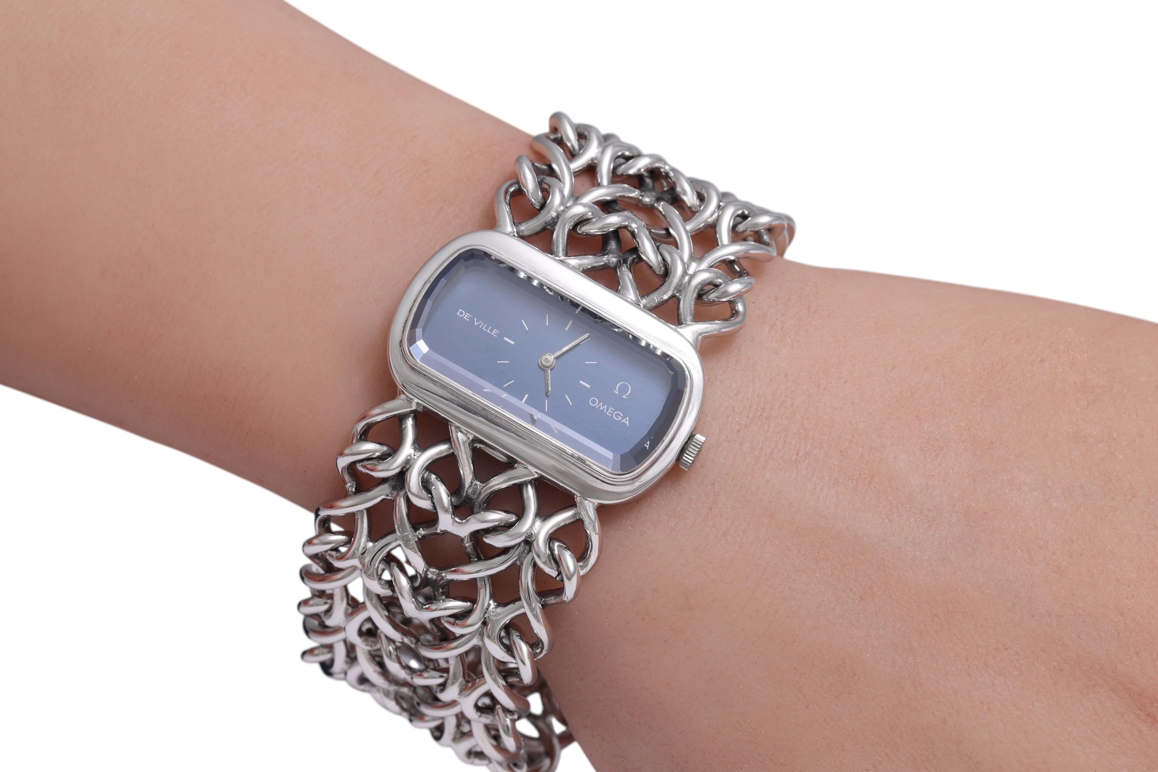 Sterling Silver Omega De Ville Mechanical Wrist Watch For Sale 9