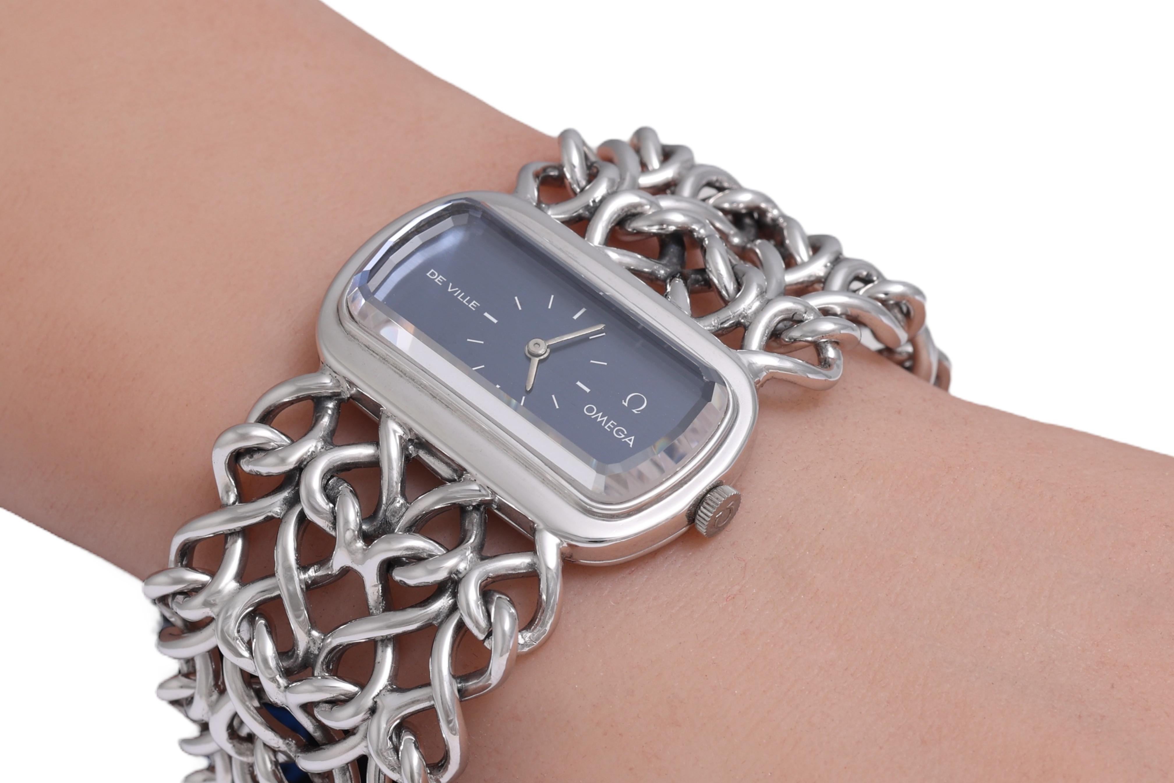 Sterling Silver Omega De Ville Mechanical Wrist Watch For Sale 10