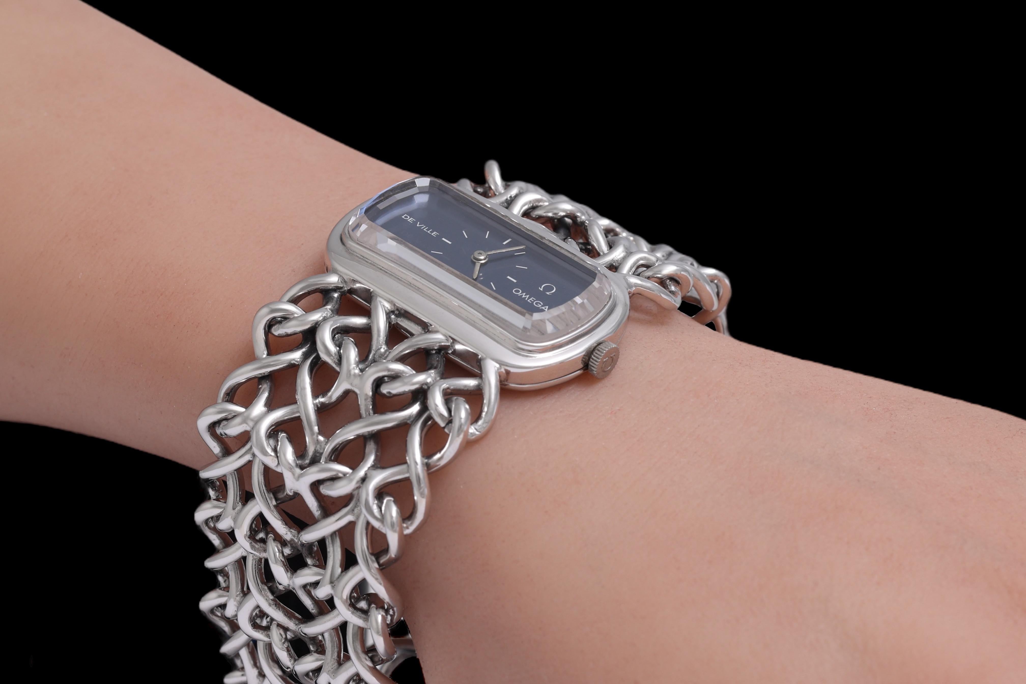 Sterling Silver Omega De Ville Mechanical Wrist Watch For Sale 11