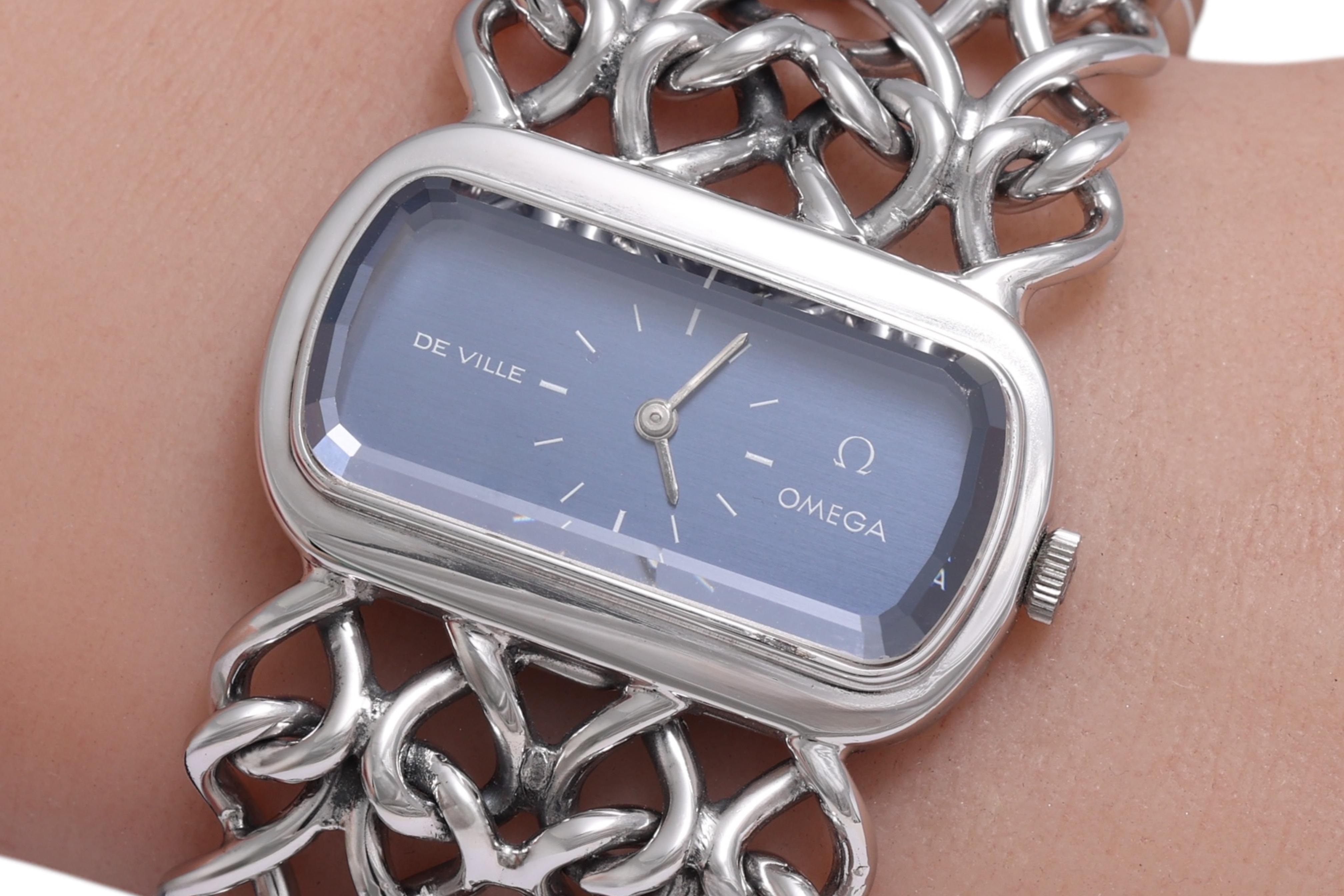 Sterling Silver Omega De Ville Mechanical Wrist Watch For Sale 12