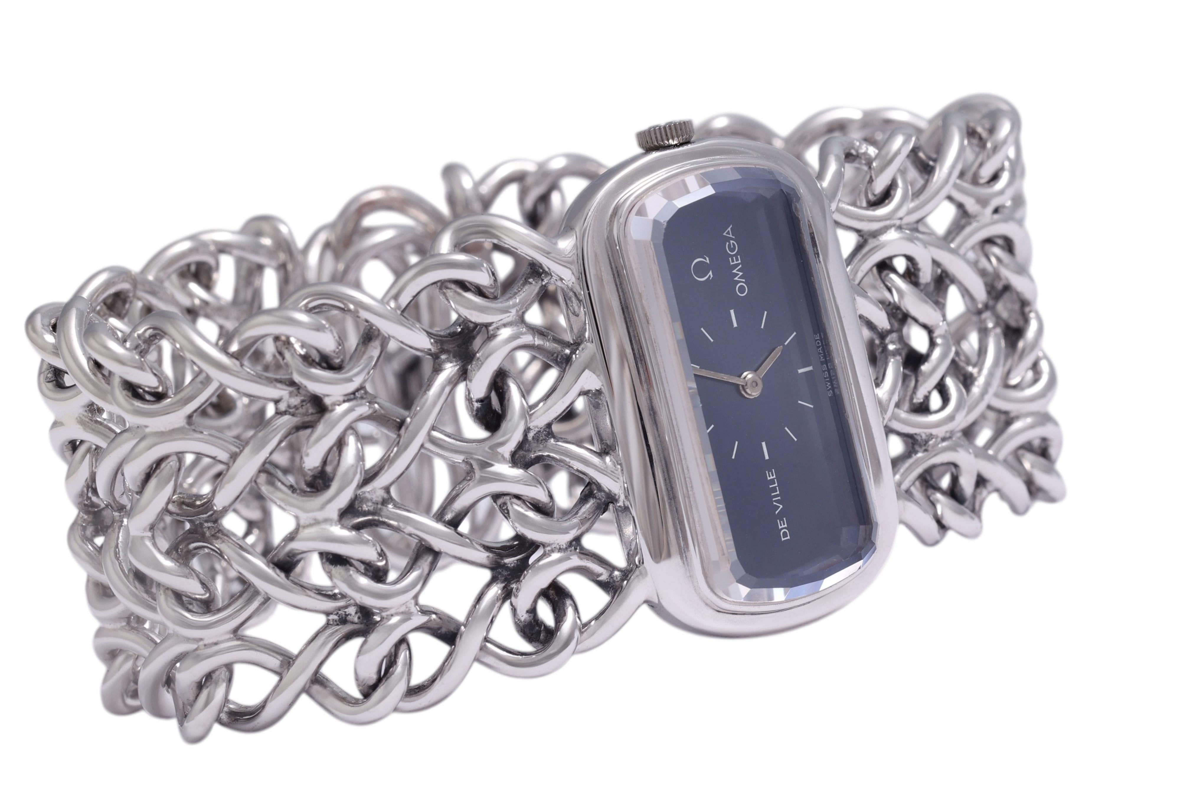 Sterling Silver Omega De Ville Mechanical Wrist Watch For Sale 1