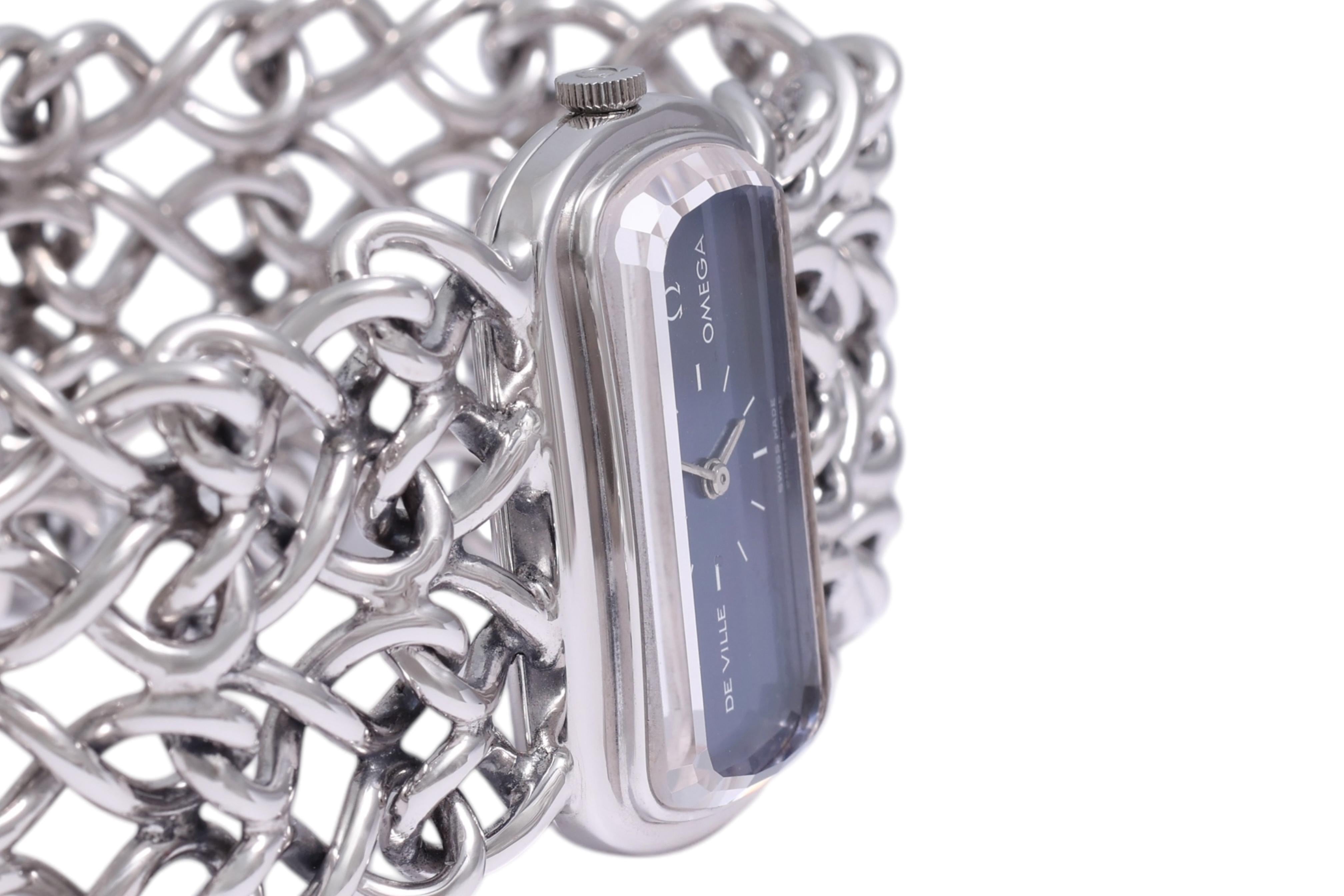 Sterling Silver Omega De Ville Mechanical Wrist Watch For Sale 2