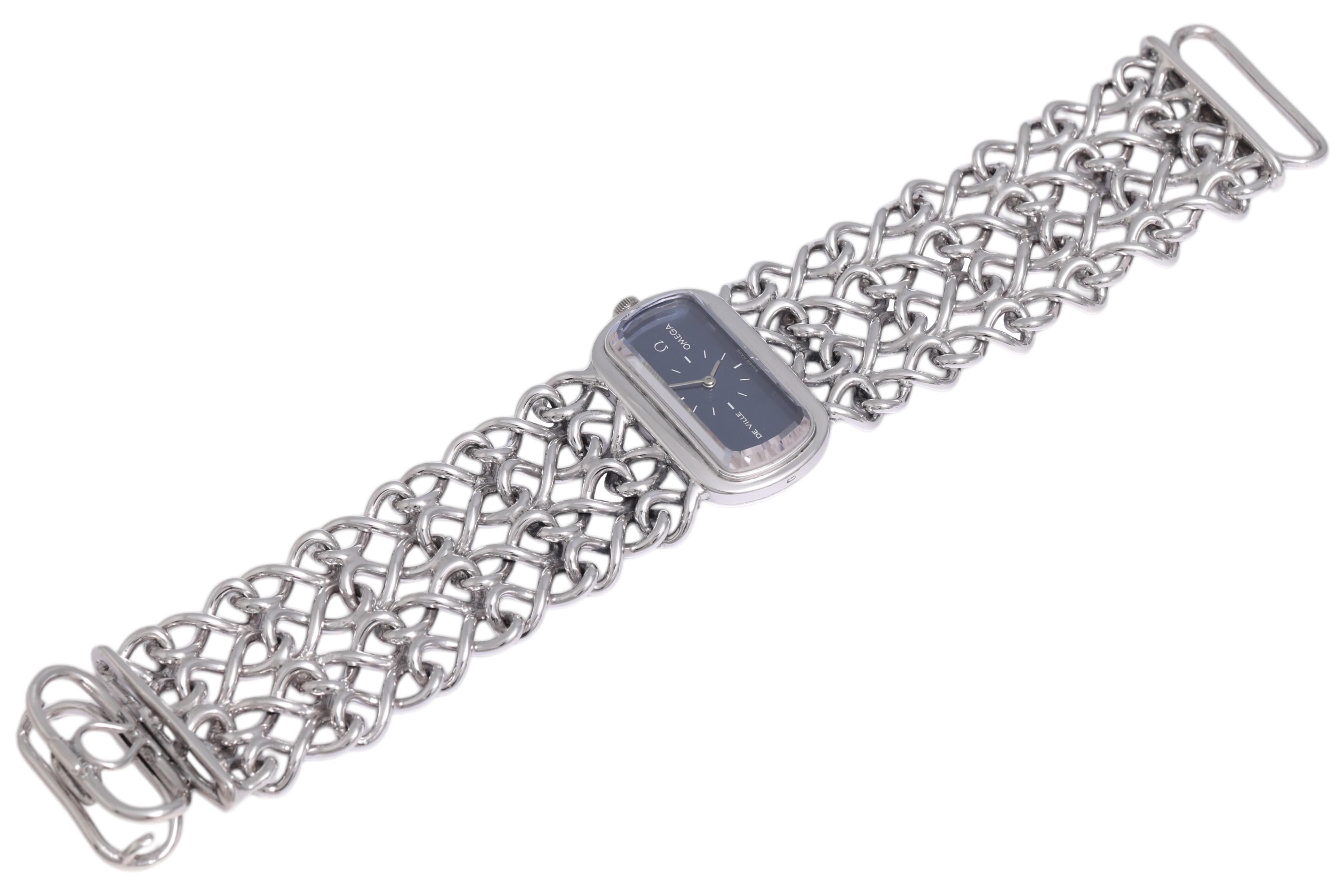 Sterling Silver Omega De Ville Mechanical Wrist Watch For Sale 3