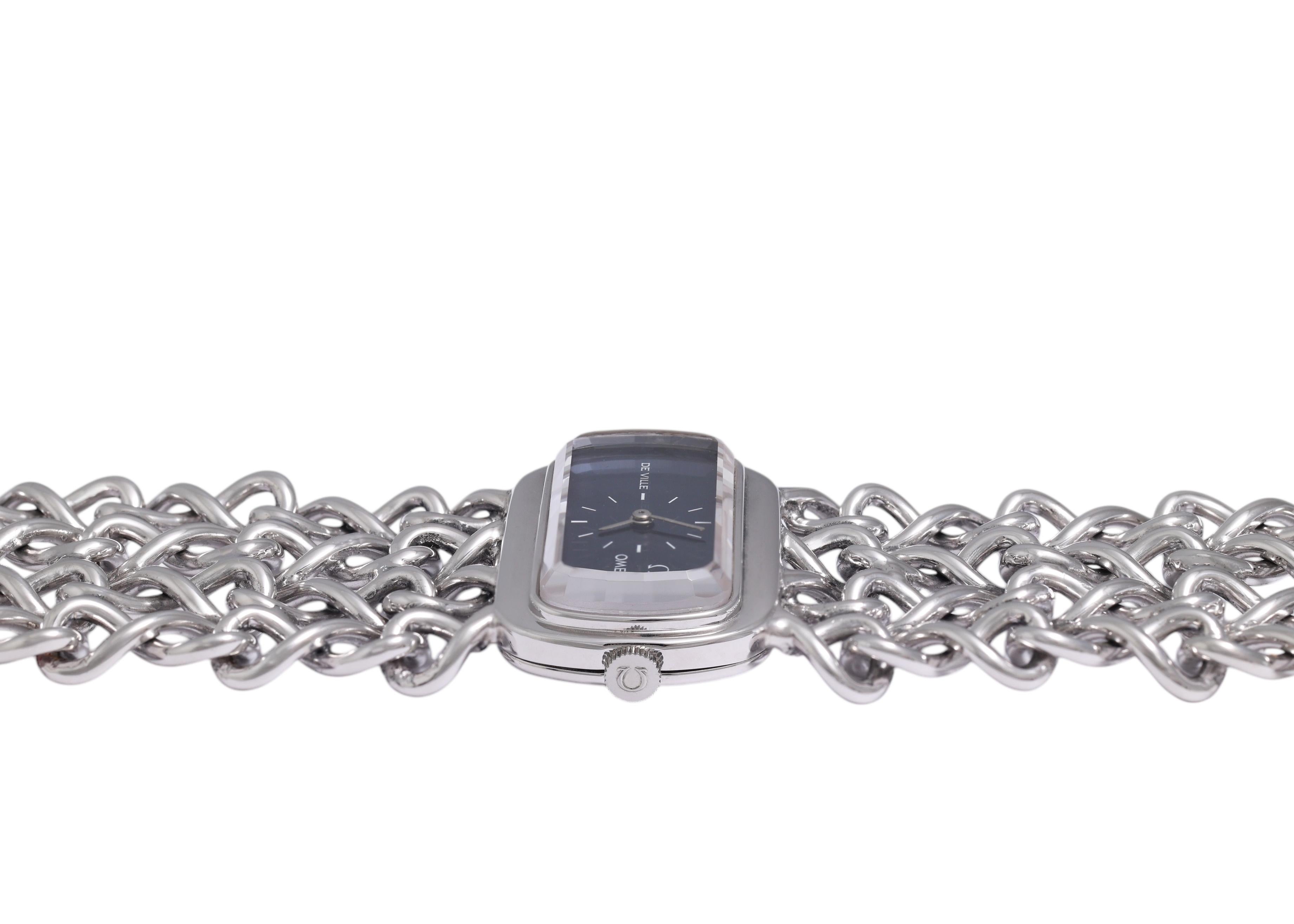Sterling Silver Omega De Ville Mechanical Wrist Watch For Sale 4