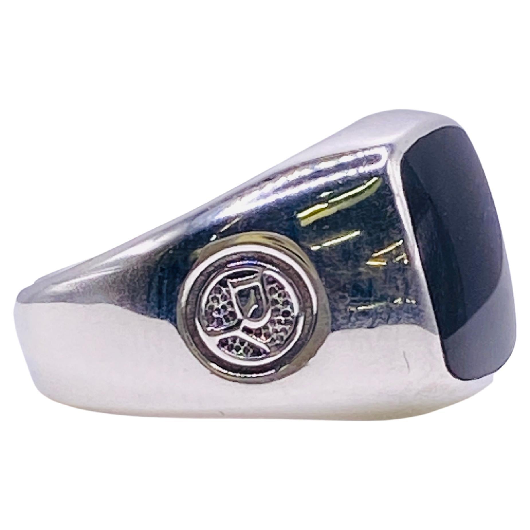 Navajo Sterling Silver 6 Gr Onyx Ring By NAKAI Estate CCRS9 at 1stDibs