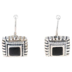 Sterling Silver Onyx Drop Earrings - 925 Pierced