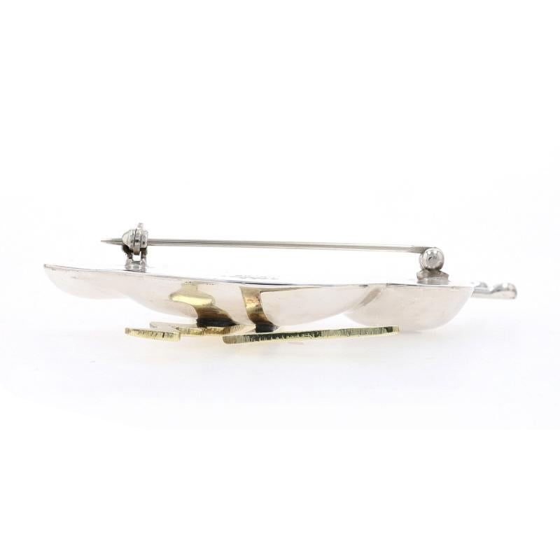 Oval Cut Sterling Silver Onyx Grasshopper Large Brooch - 925 & Brass Insect Pin Mexico For Sale