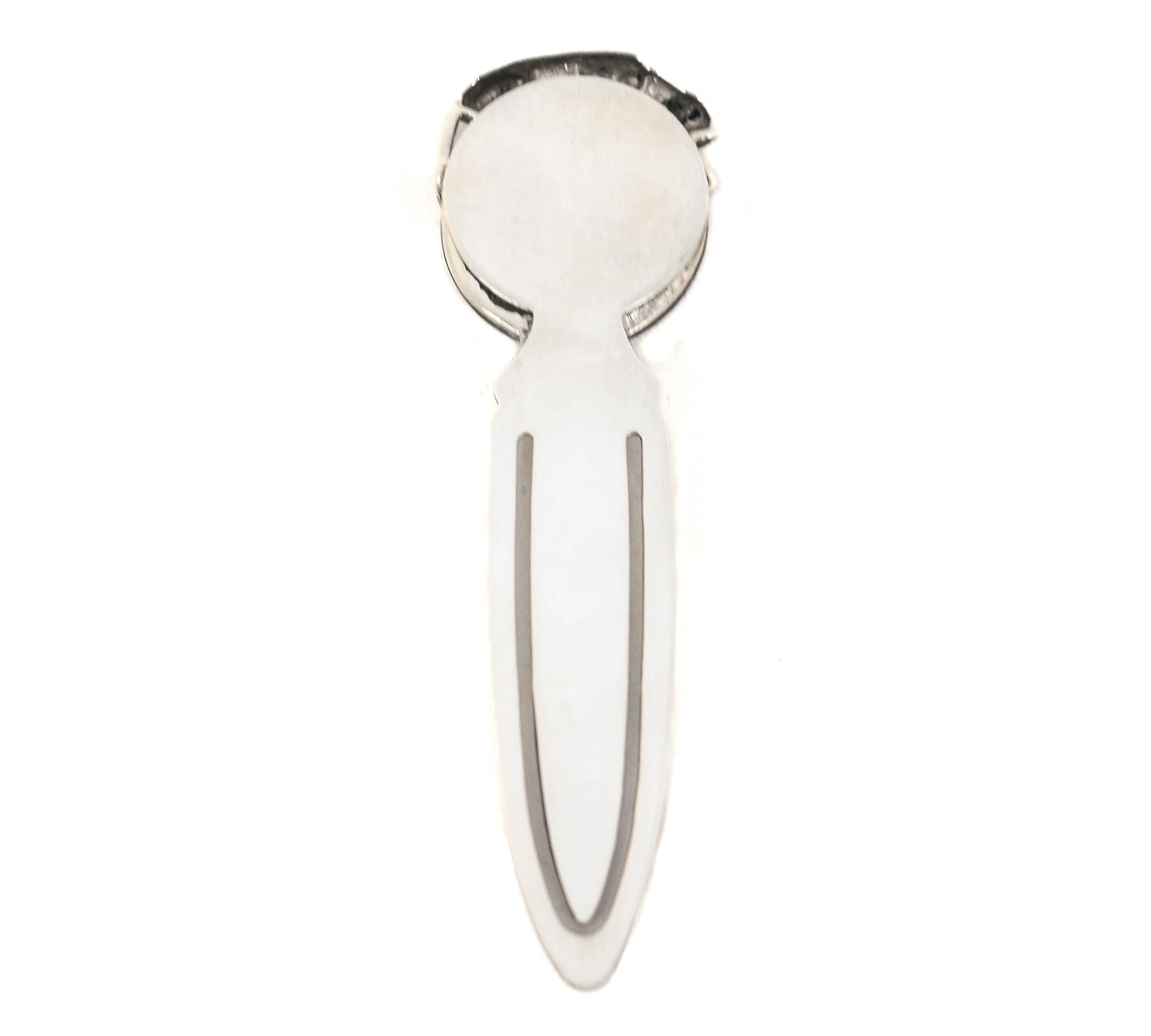 Inglese Segnalibro Pantera in argento sterling e onice in vendita