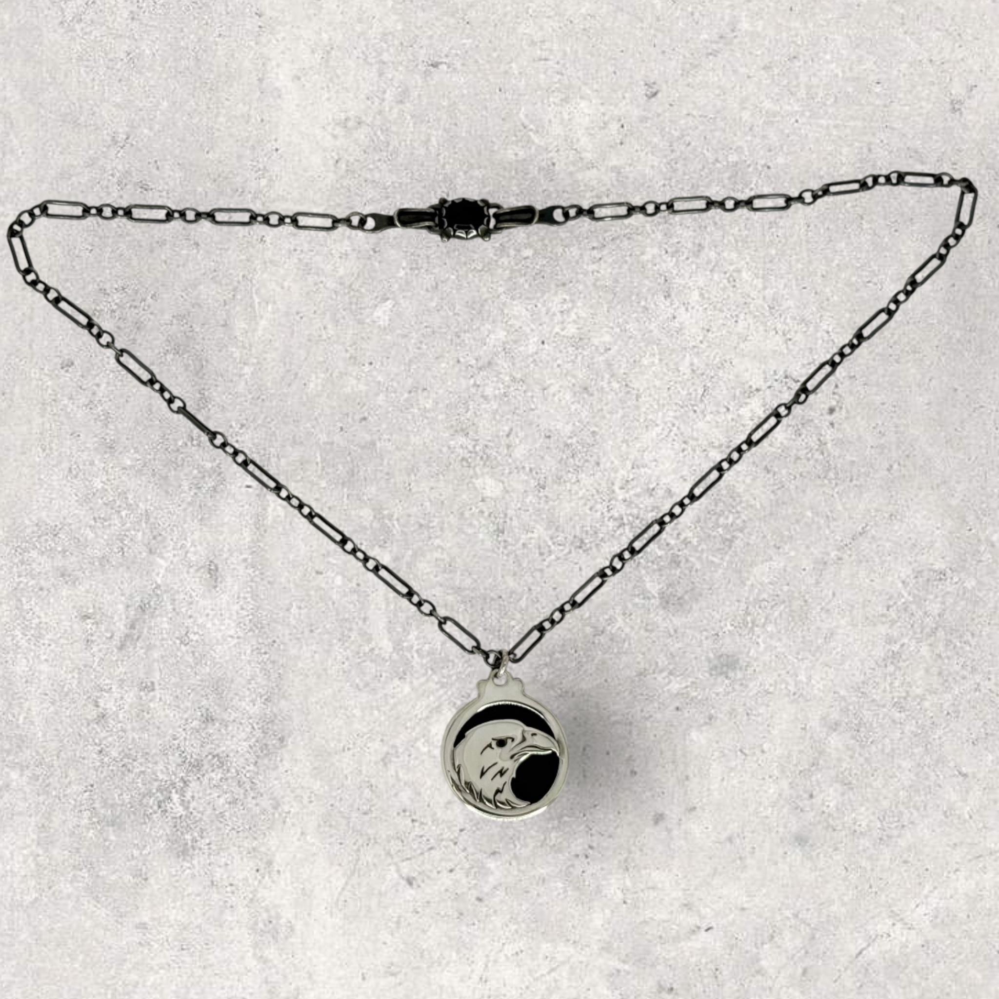 Ciondolo in argento sterling e onice REVERSIBILE, Aquila e Gufo Merrificati Heyoka in vendita 7