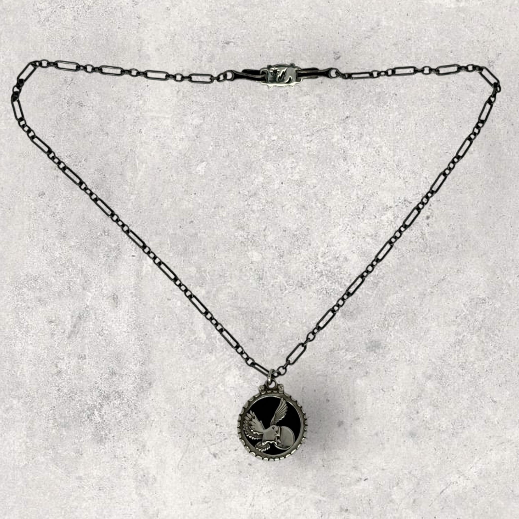 Ciondolo in argento sterling e onice REVERSIBILE, Aquila e Gufo Merrificati Heyoka in vendita 8