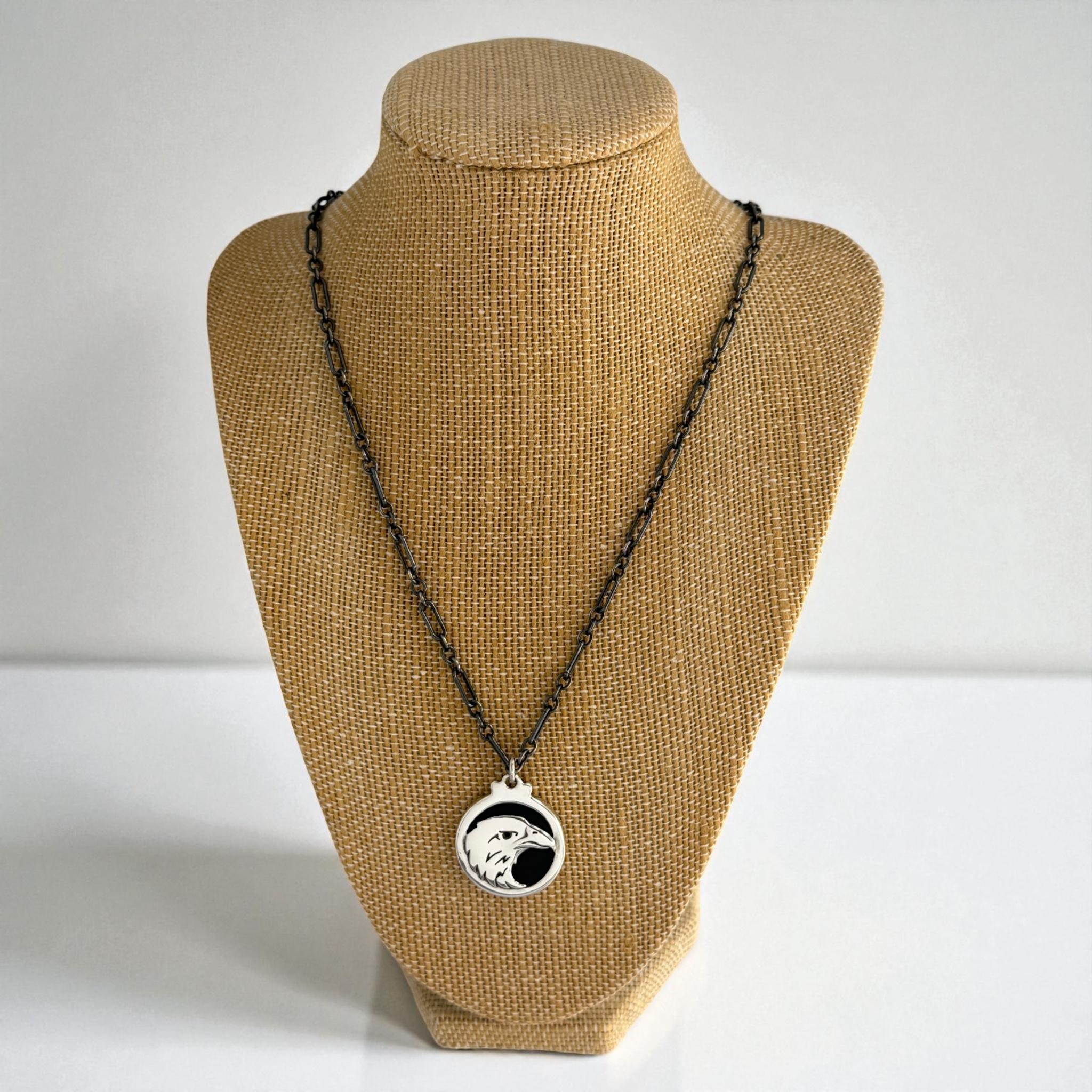 Ciondolo in argento sterling e onice REVERSIBILE, Aquila e Gufo Merrificati Heyoka in vendita 9