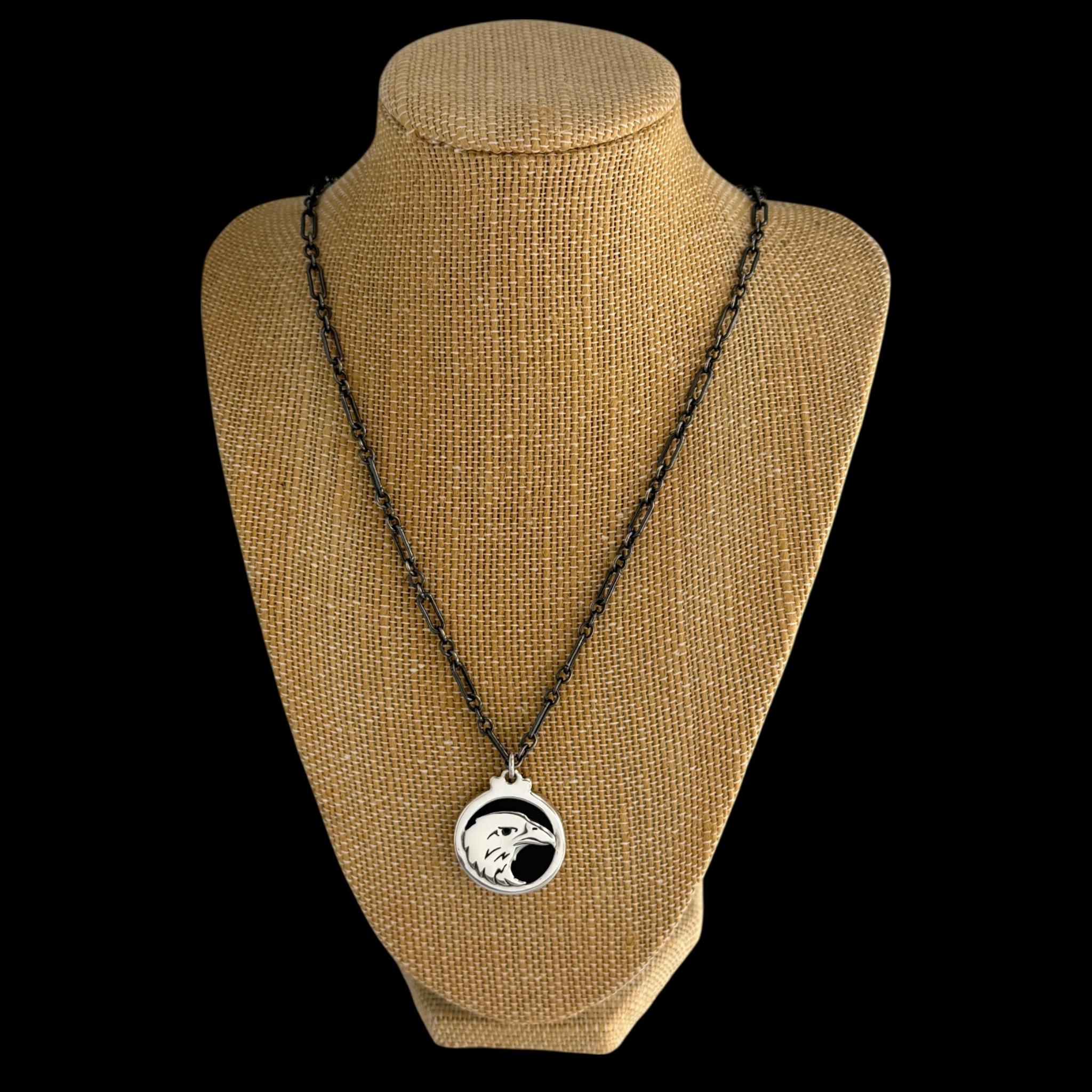 Ciondolo in argento sterling e onice REVERSIBILE, Aquila e Gufo Merrificati Heyoka in vendita 10