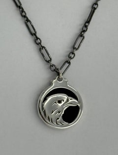 Sterling Silver & Onyx REVERSIBLE, Heyoka Merrified Eagle & Owl Pendant