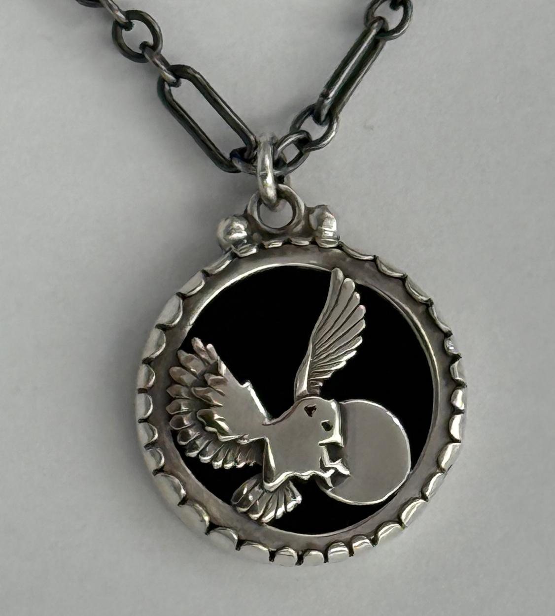 Ciondolo in argento sterling e onice REVERSIBILE, Aquila e Gufo Merrificati Heyoka In condizioni Nuovo in vendita a Rimrock, AZ