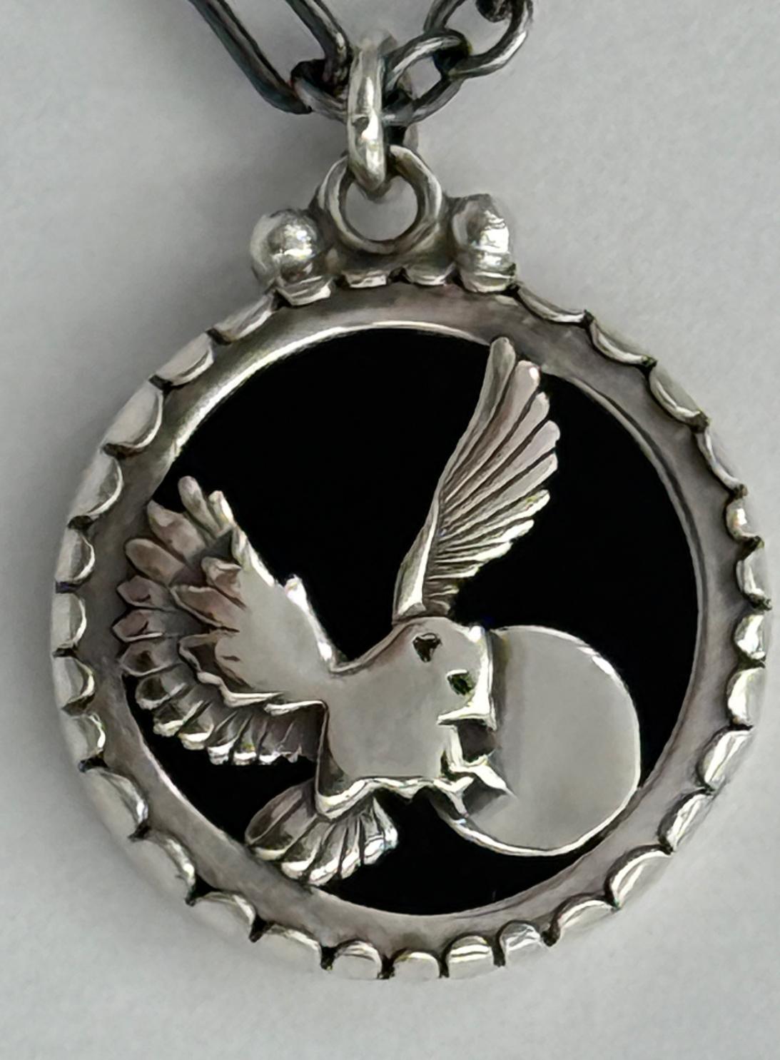 da uomo o donna Ciondolo in argento sterling e onice REVERSIBILE, Aquila e Gufo Merrificati Heyoka in vendita