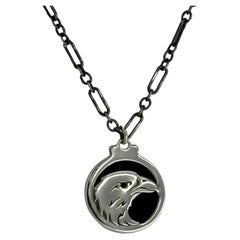 Ciondolo in argento sterling e onice REVERSIBILE, Aquila e Gufo Merrificati Heyoka